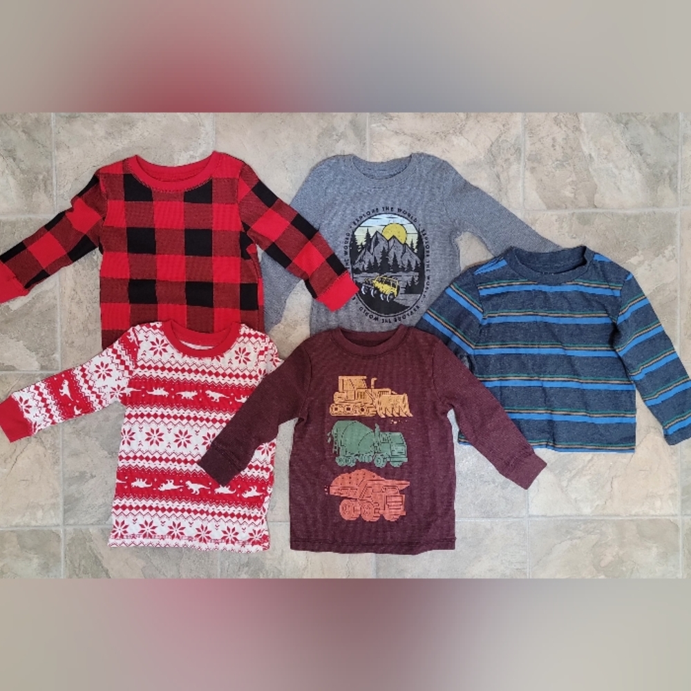 18 month boys thermal long sleeve shirt bundle